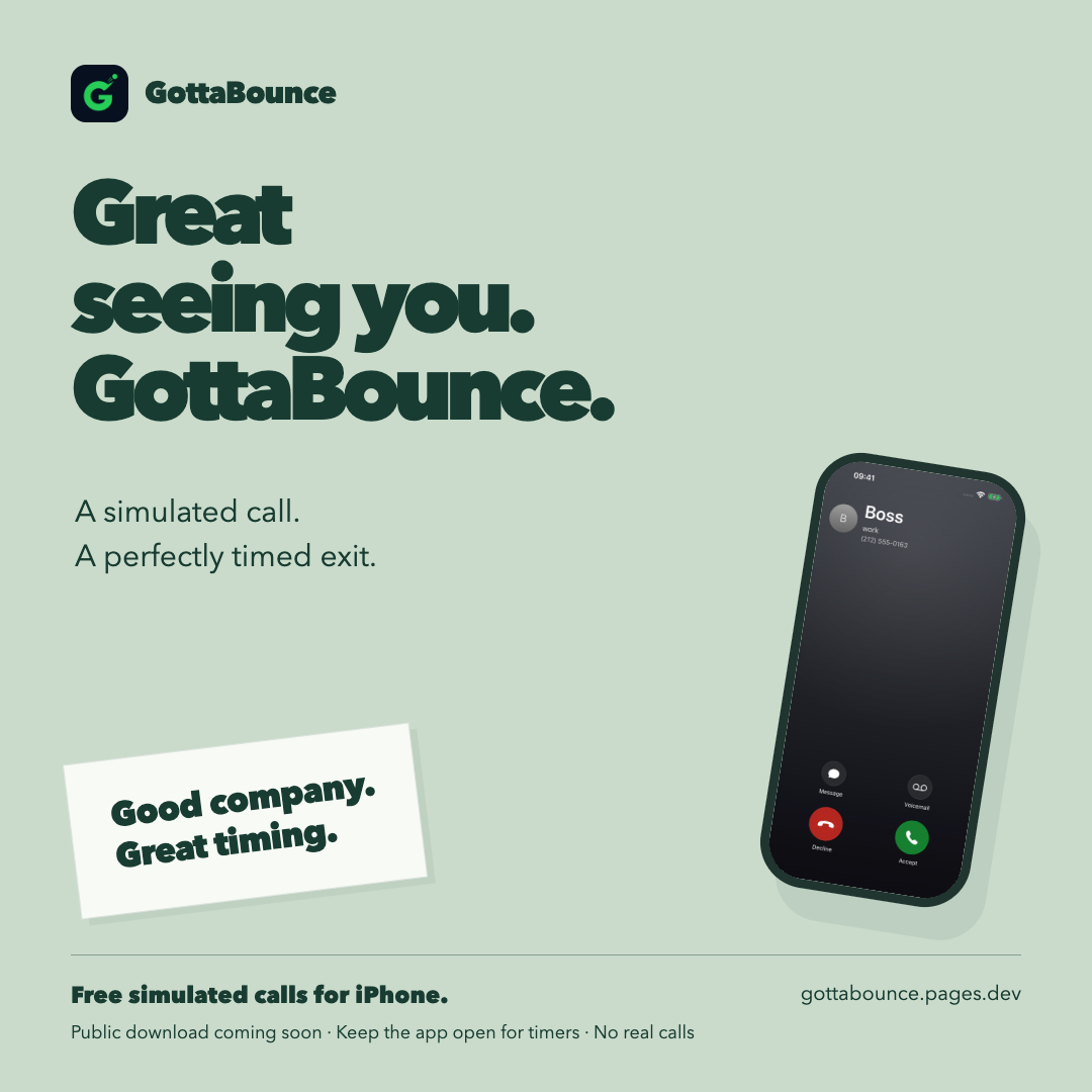Great seeing you. GottaBounce. Prelaunch social graphic