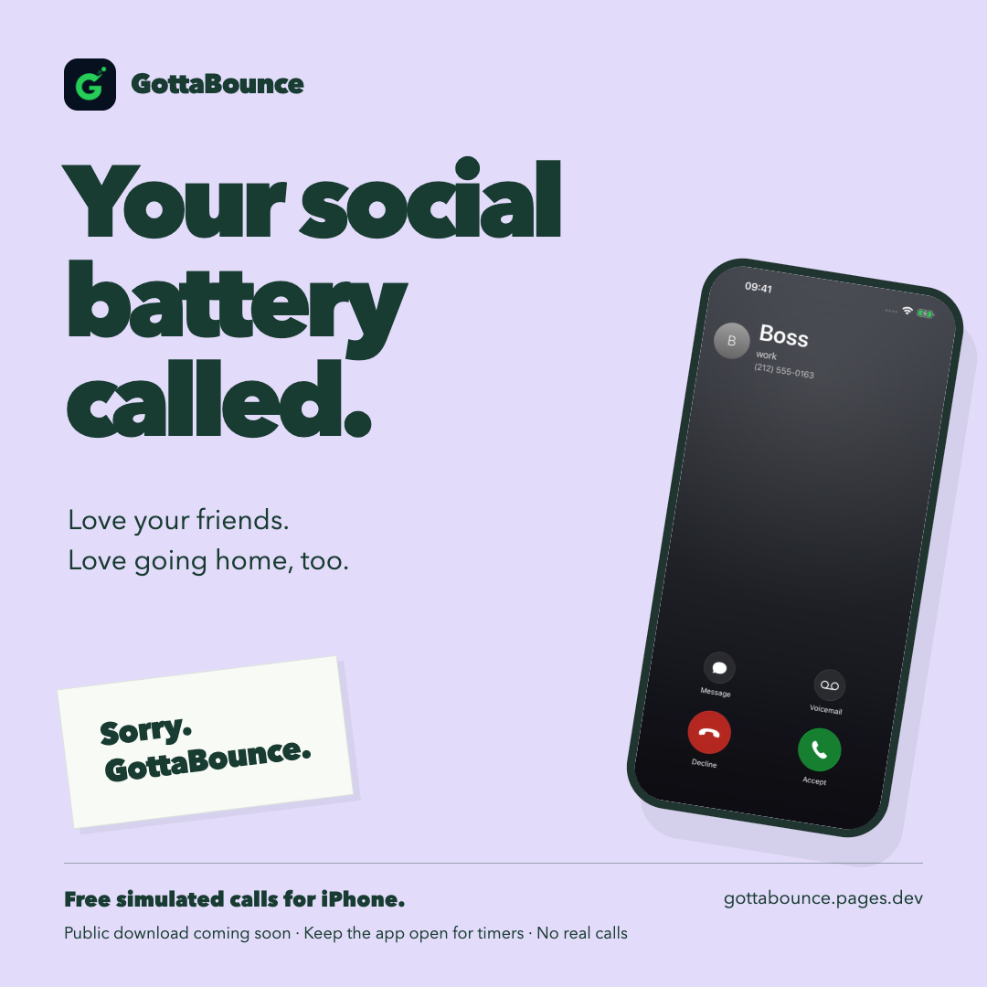 Your social battery called. GottaBounce prelaunch social graphic